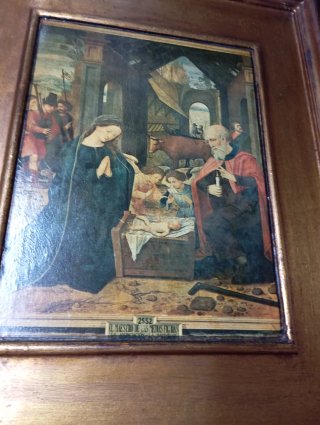 Antiguo cuadro tríptico religioso