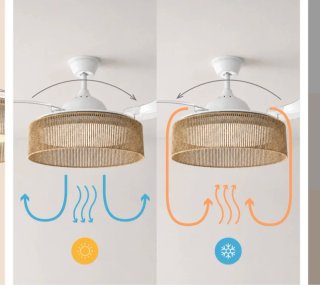 Lámpara Ventilador Techo Ratán
