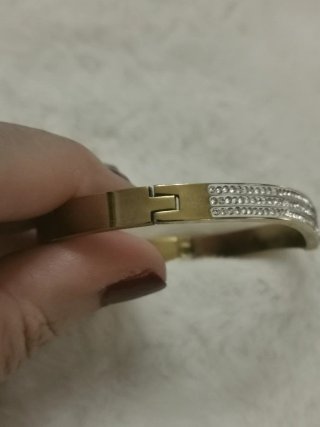 Pulsera acero chapado oro con circonitas