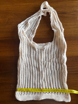Borsa shopper crochet rete beige panna