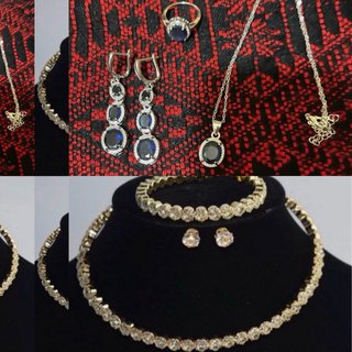 Conjunto de Joyas Doble Azul y Plateado