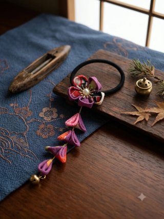 Elastico capelli fiore chirimen Kimono