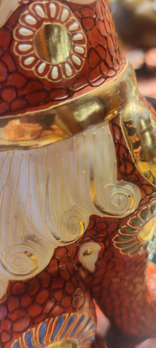 Pareja Leones Japoneses Fu Porcelana Kutani Oro