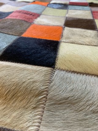 Alfombra Designer Cuadros Piel Multicolor de Paris