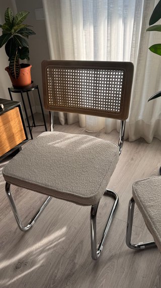 4 Sillas Comedor Ratán y Metal