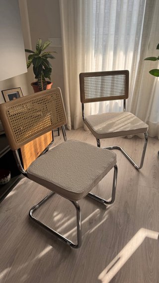 4 Sillas Comedor Ratán y Metal
