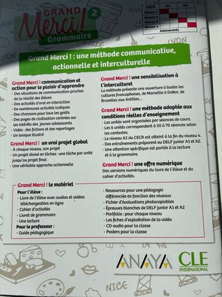 Grand Merci! 2. Cahier d'activités, Methode