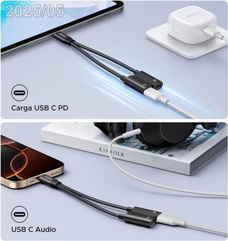 UGREEN Adaptador Auriculares USB-C PD 60W CM821