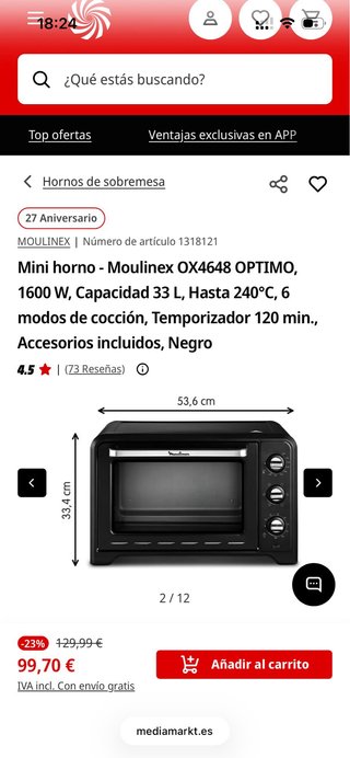 Horno Eléctrico Moulinex