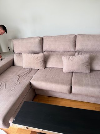Sofá Chaiselongue Beige Tela