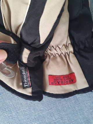 Guantes de skí mujer Arribas beige y negro