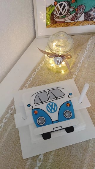 Servilletero Madera VW Furgoneta Pintado a Mano