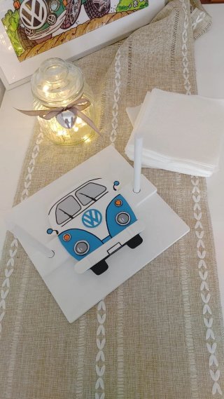 Servilletero Madera VW Furgoneta Pintado a Mano