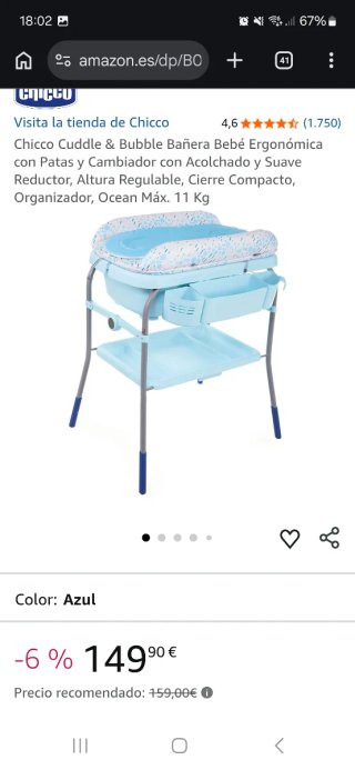 Bañera Cambiador Chicco Azul