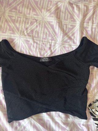 Bershka Top Negro y Cebra Talla XS