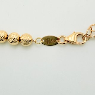 Cadena Bolas Oro 18K y piedras Rojas; 62cm 15.61gr