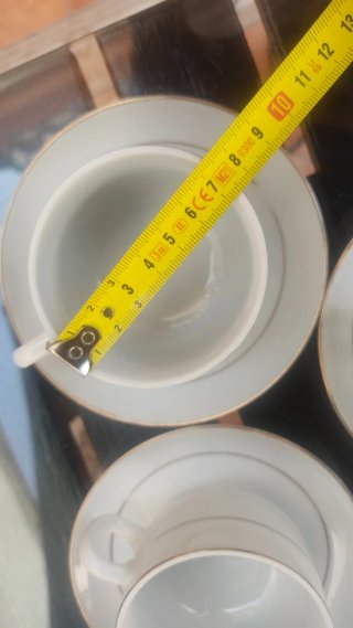 12 Tazas y Platos Porcelana Dorados