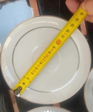 12 Tazas y Platos Porcelana Dorados