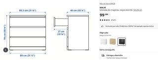 Cómoda IKEA MALM 3 cajones Negro Marrón