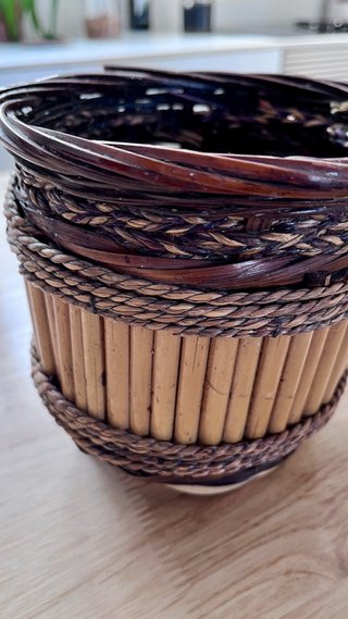 Maceta Vintage Fibras Naturales Bambú Mimbre