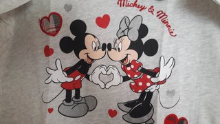 Camiseta Disney Mickey y Minnie Corazón Gris L M