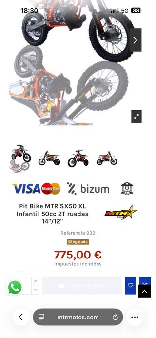Pit Bike MTR SX50 XL Infantil 50cc Nº 1
