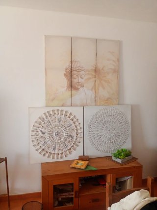 Lienzo Buda Decorativo + 2 cuadros