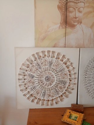 Lienzo Buda Decorativo + 2 cuadros