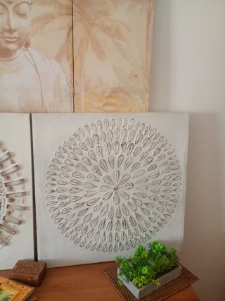 Lienzo Buda Decorativo + 2 cuadros