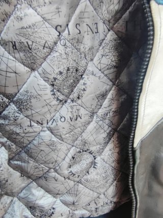 Chaqueta Vintage  de piel motorista negra y azul