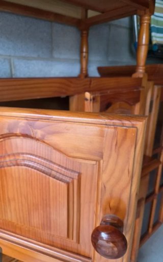 Mueble bajo rústico madera y cristal