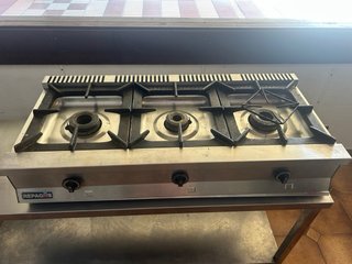 Cocina Repagas 3 fuegos + mesa acero inox