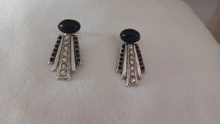 Orecchini vintage neri e argento