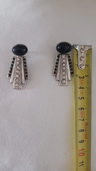 Orecchini vintage neri e argento