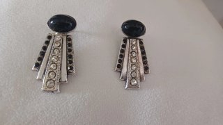 Orecchini vintage neri e argento