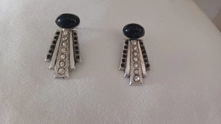 Orecchini vintage neri e argento
