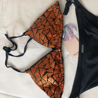 Costume da bagno Nuvoletta arancione/nero taglia 4