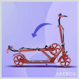 Arebos City Scooter Pedal Scooter Regulable, Rojo