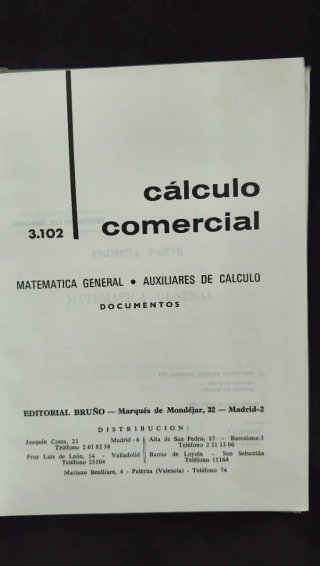 Libro Cálculo Comercial Editorial Bruño Vintage