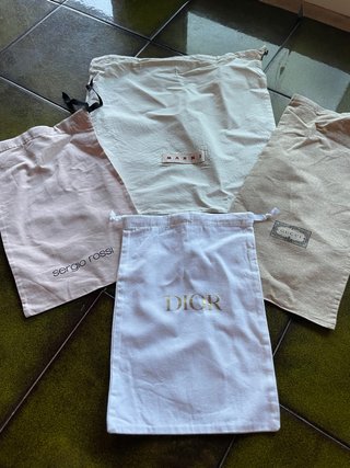 4 buste porta scarpe Marni, Dior, Gucci, Rossi