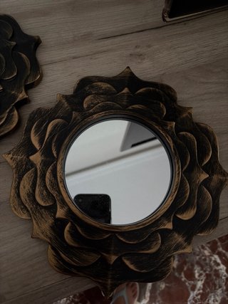 Juego de 2 espejos decorativos dorados