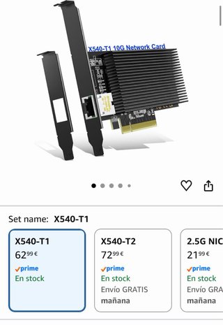 Tarjeta red Nicgiga 10gb pcie