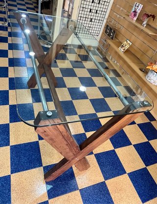 Mesa Alta Madera y Cristal Robusta