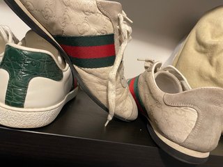 Sneakers Gucci bianche con banda verde e rossa