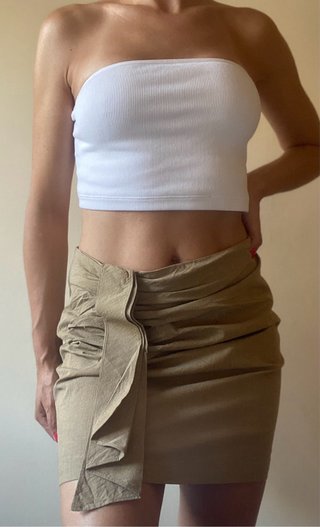 Falda Mango S Algodón Elastano Fruncida