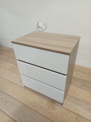 Mesita de Noche Moderna (Blanco/Madera)