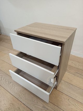 Mesita de Noche Moderna (Blanco/Madera)