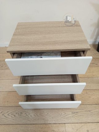 Mesita de Noche Moderna (Blanco/Madera)