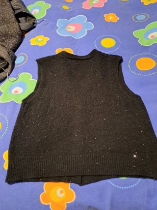 Gilet misto lana nero con bottoni