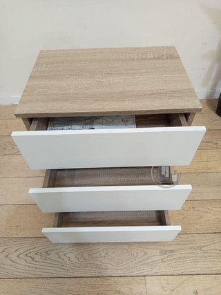 Mesita de Noche Moderna (Blanco/Madera)